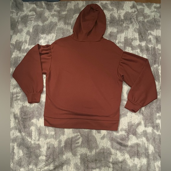 Madewell Pleat-Sleeve Shrunken Hoodie Sweatshirt Size Small - Picture 3 of 6